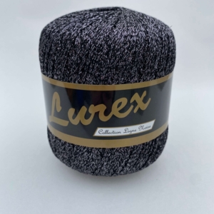 Lurex Glittery Yarn 18 Silver on Black