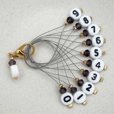 Stich marker set with numbers - Purple & gold