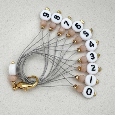 Stich marker set with numbers - Coral & gold